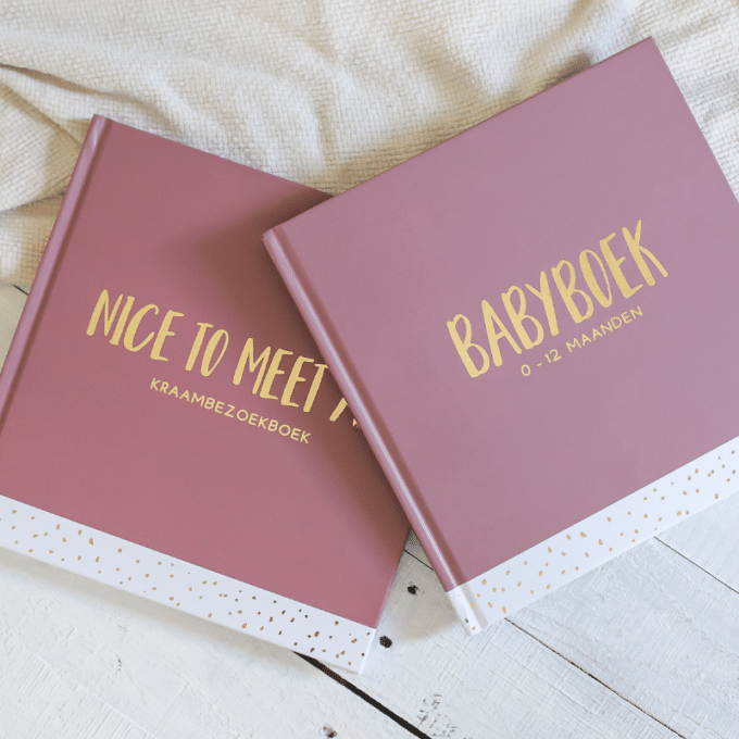 Set kraambezoekboek & babyboek - blush