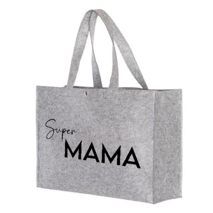 Shopper grijs - Super mama mock up