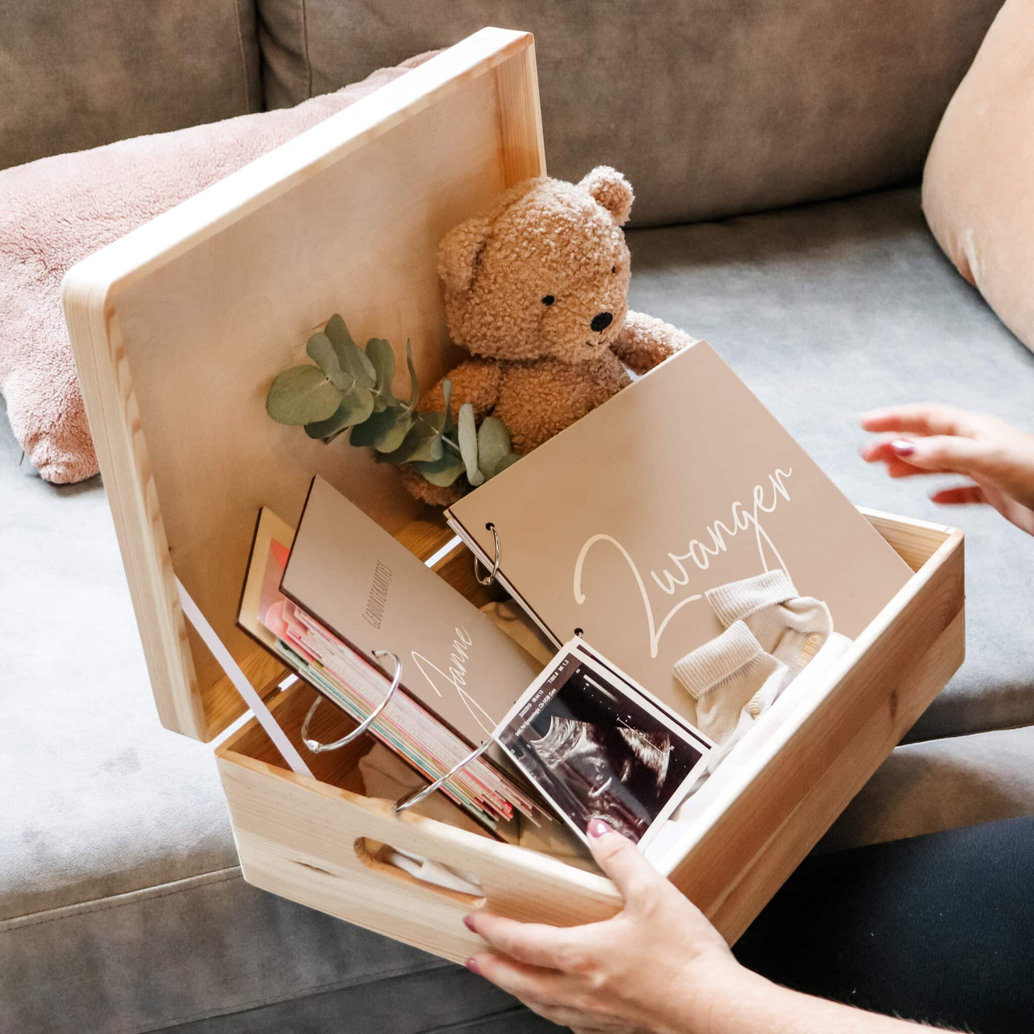Walvisje memorybox met naam | Houten herinneringsbox