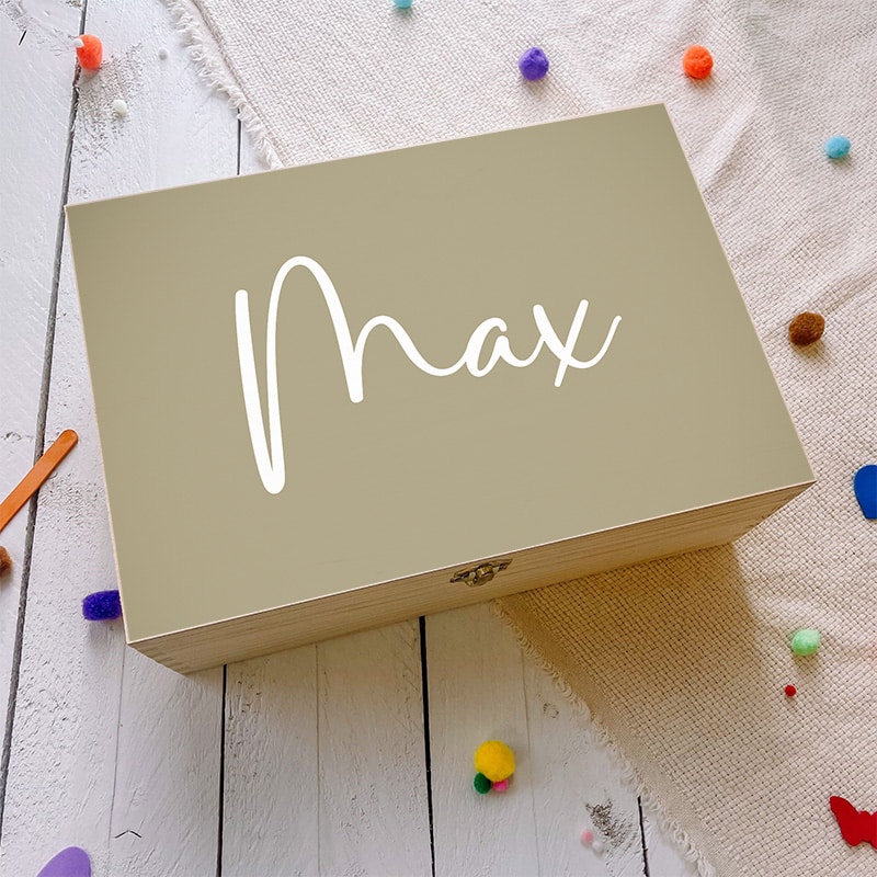 Houten knutselbox met naam – Groen