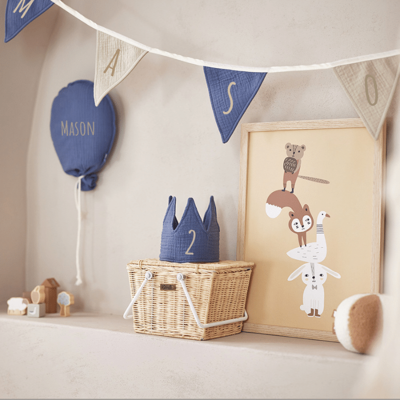 ballon en vlaggenlijn blauw jongen productfoto cadeau verjaardag met naam