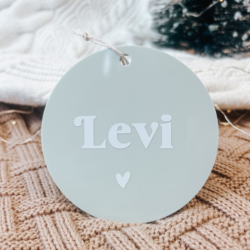kerstbal met naam acryl mint