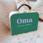 Groen met lila tekst