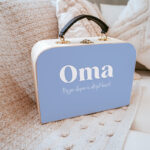 Blauw met witte tekst