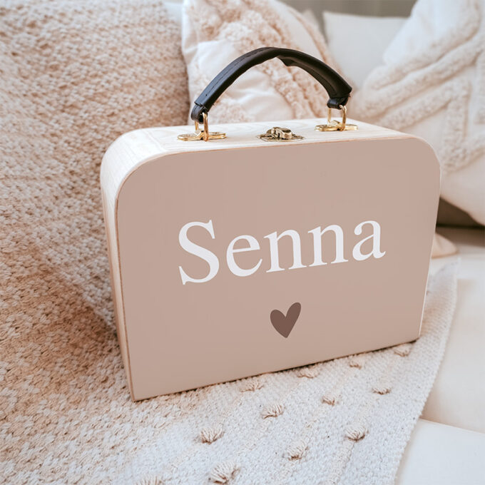 koffer met naam oud roze classic