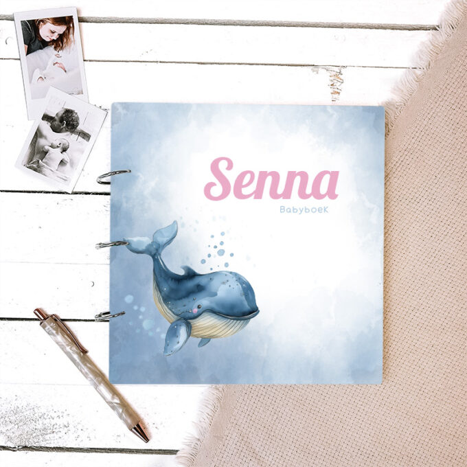 Babyboek walvis roze