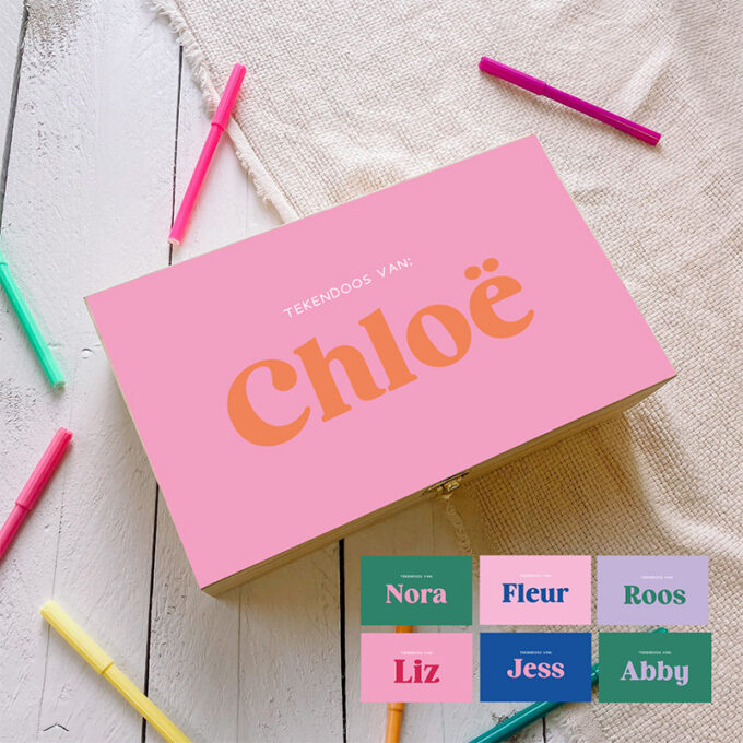 Tekendoos met naam Color vibes meisje