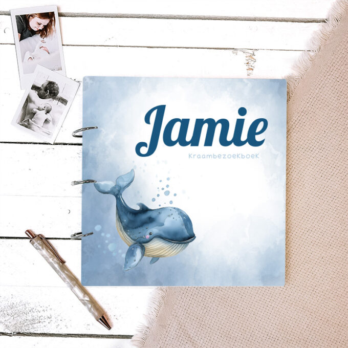 kraambezoekboek blauw walvisje