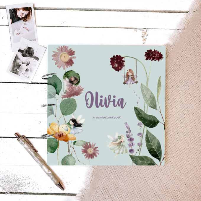 kraambezoekboek met naam fairy van Hip&Mama Box