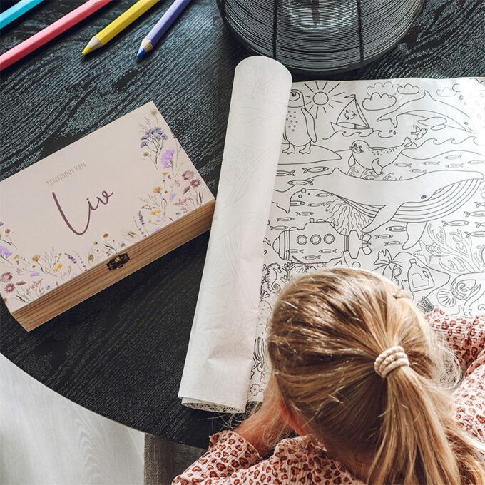 tekendoos met naam spring flowers