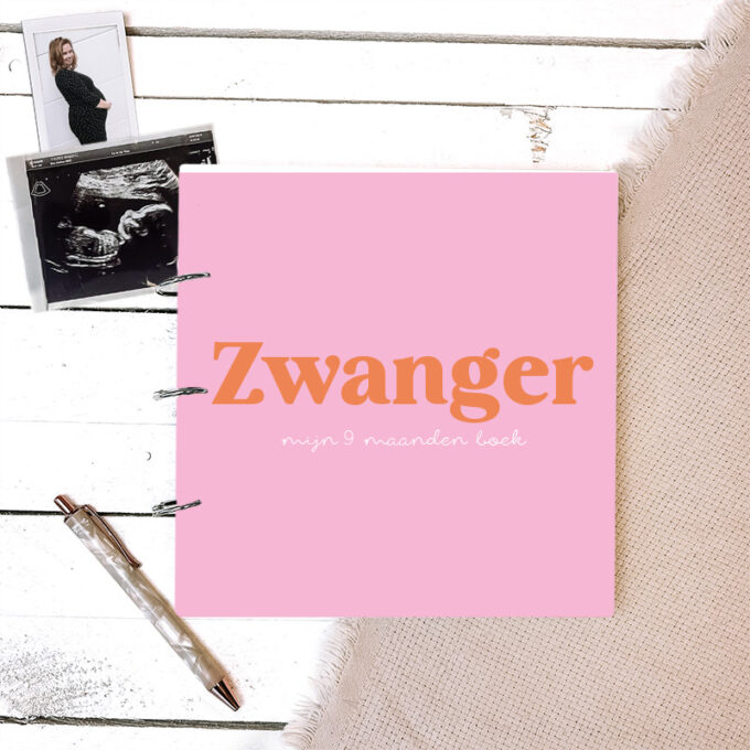 zwangerschapsboek roze oranje color vibes