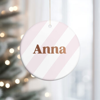 kerstbal met naam pastel roze