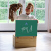houten memorybox smaragdgroen