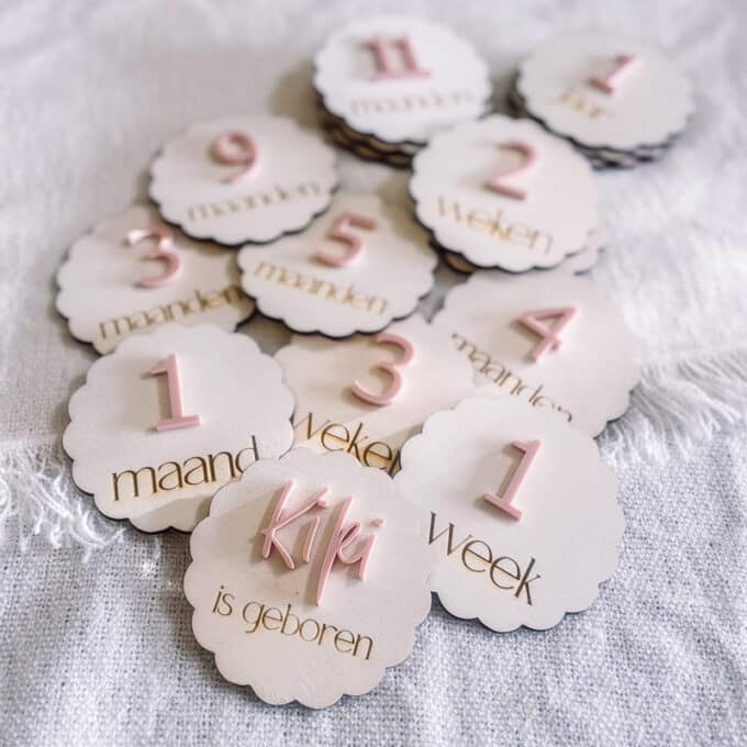 houten mijlpaalkaarten baby's eerste jaar