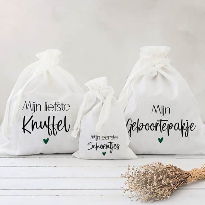 bewaarzakjes zwart met groen hart