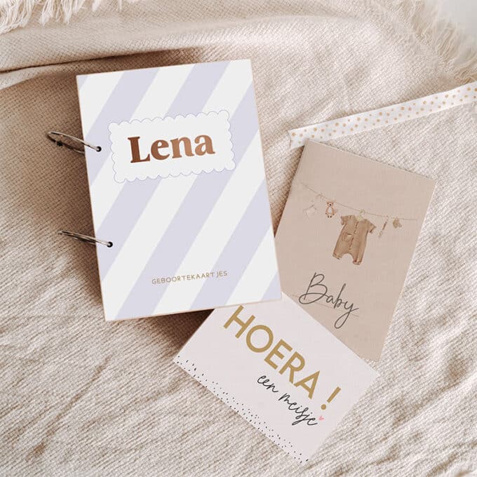 geboortekaartjes bewaarbundel lila