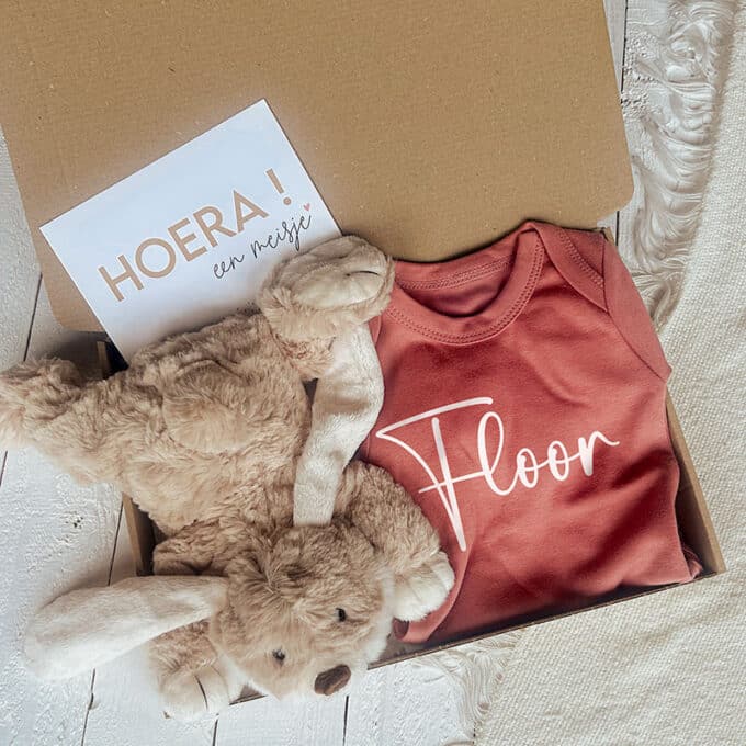 brievenbus cadeau blush - romper knuffel konijn
