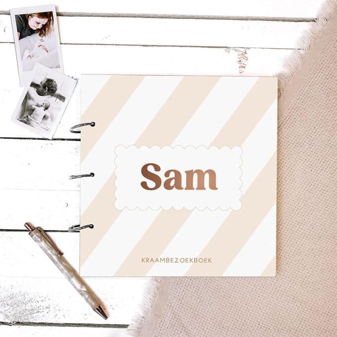 kraambezoek beige streep pastel