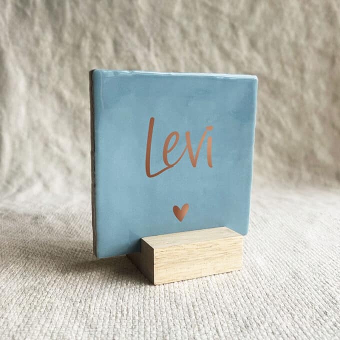 geboortetegeltje met naam blauw