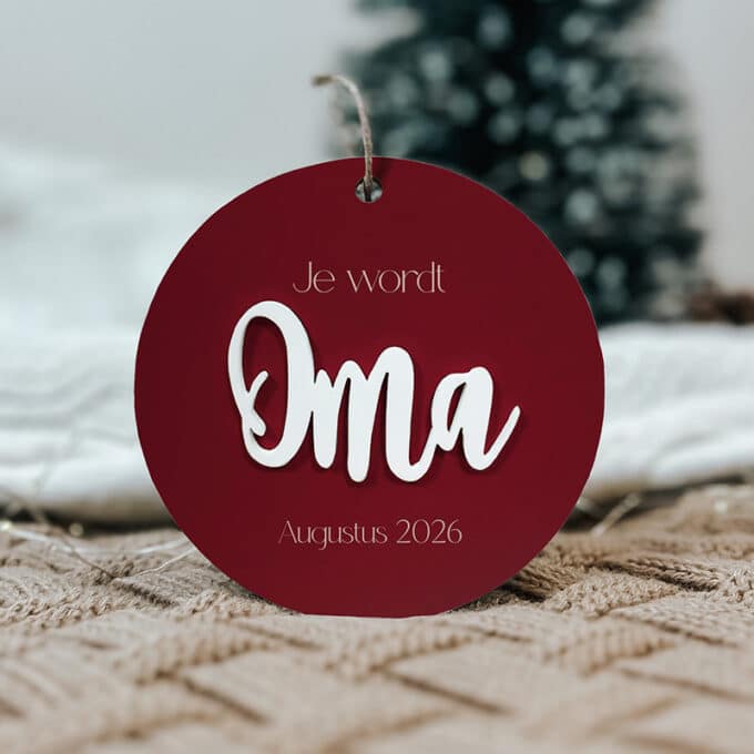 kerstbal je wordt oma bordeaux met uitgerekende datum