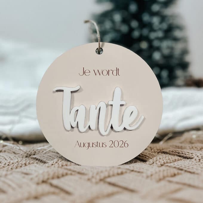 kerstbal je wordt tante beige met uitgerekende datum