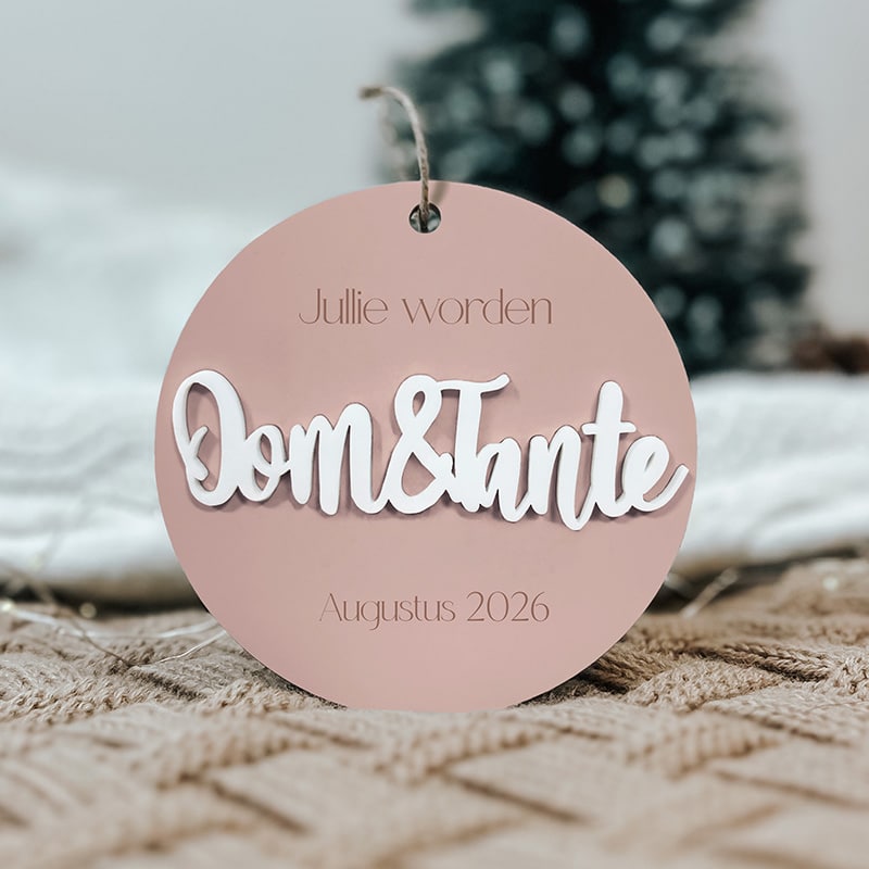 kerstbal jullie worden oom en tante roze