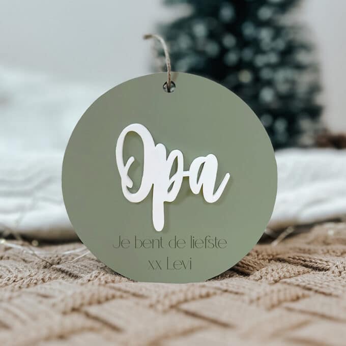 kerstbal opa je bent de liefste groen met personalisatie kleinkinderen