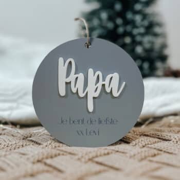 kerstbal papa je bent de liefste blauw met personalisatie