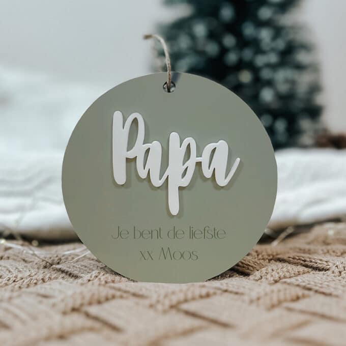 kerstbal papa je bent de liefste groen met personalisatie