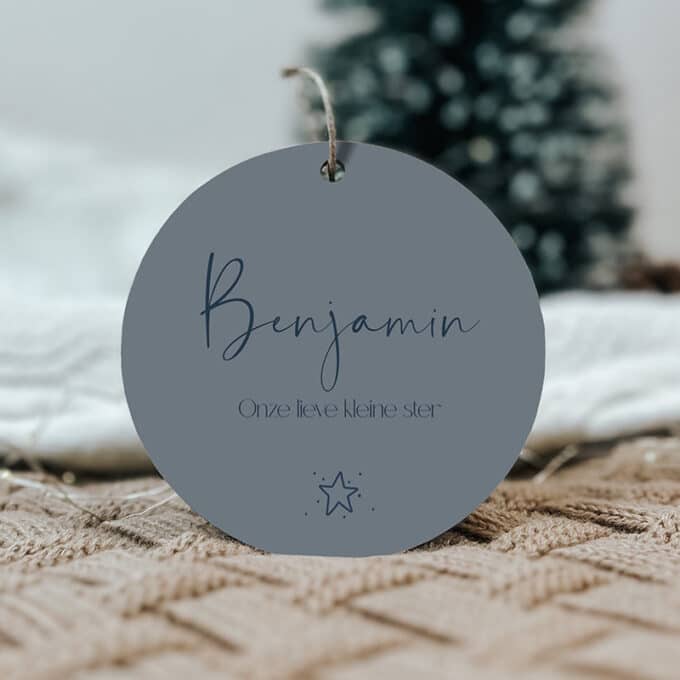 Kerstbal onze lieve kleine ster blauw