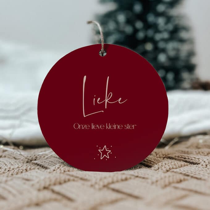 Kerstbal onze lieve kleine ster bordeaux