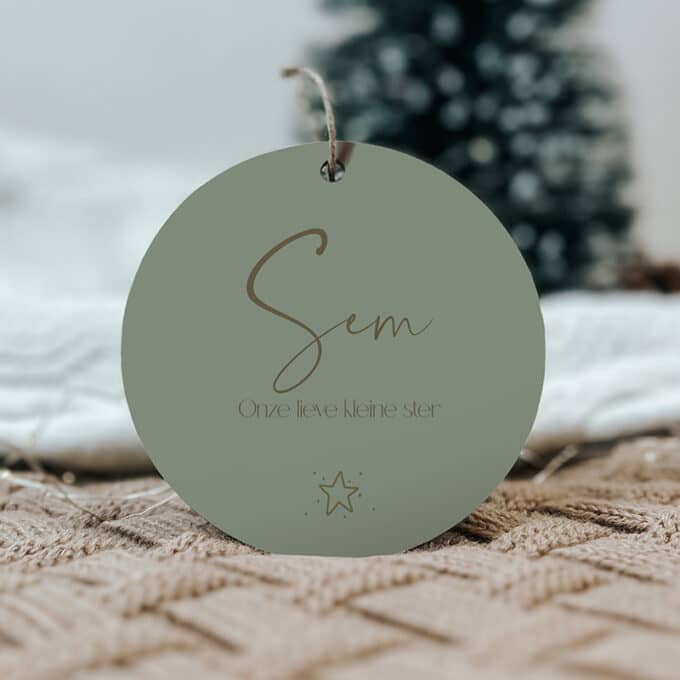 Kerstbal onze lieve kleine ster groen