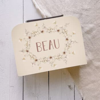 Houten koffertje met naam - Summer Flowers