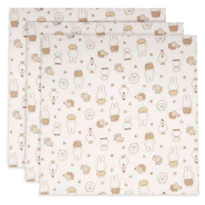 Jollein | Hydrofiele doeken 70x70 - Miffy Family Farm - 3 stuks