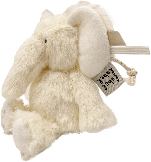 zachte knuffel olifant ivory Label Label zijkant