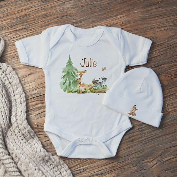 set romper muts bosdieren wit