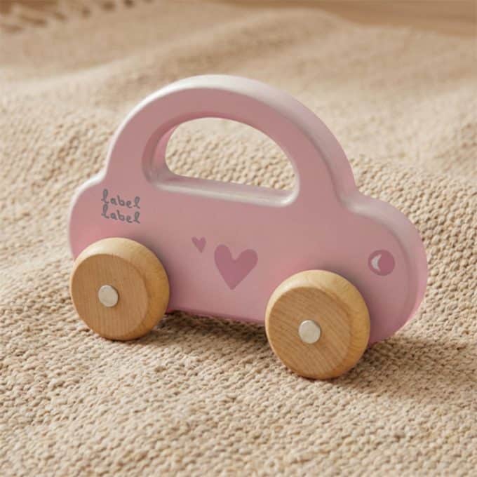 Label Label | Houten speelgoed auto - pink