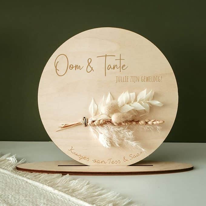 cirkel standaardje droogbloemen oom en tante jullie zijn geweldig