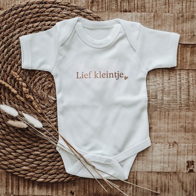 romper lief kleintje wit met koper zwangerschapcadeau