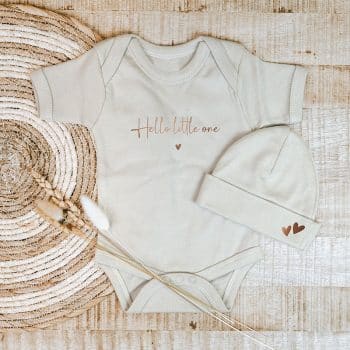 set hello little one muts en romper cream