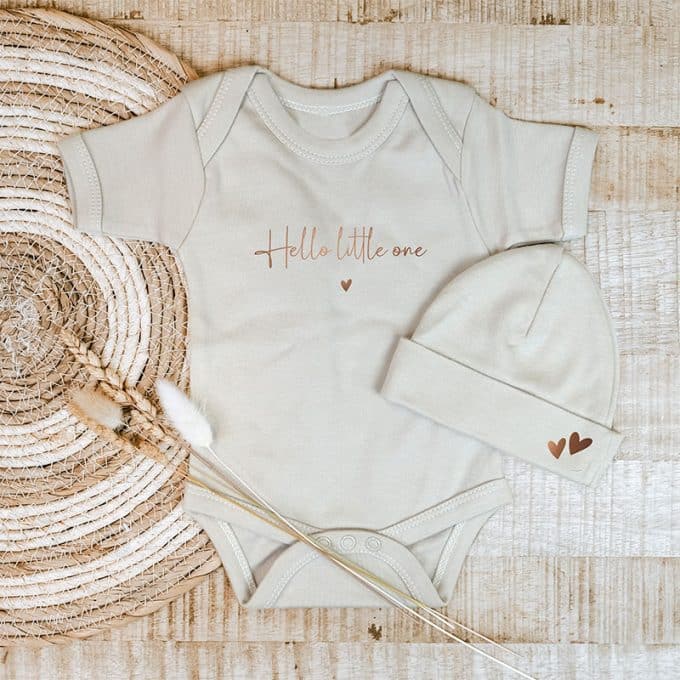 set hello little one muts en romper cream