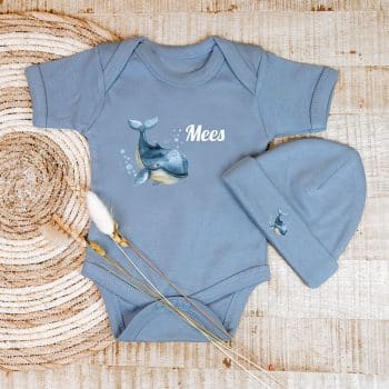 setje romper muts walvisje blauw