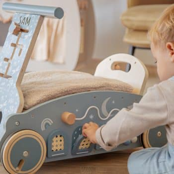 Loopauto blauw gepersonaliseerd met naam