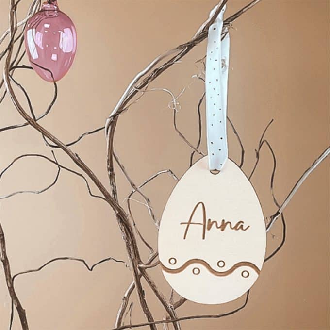 houten paasei met naam gegraveerd Hip&Mama Box