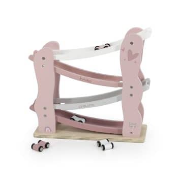 Label Label autobaan roze met naam en geboortedatum