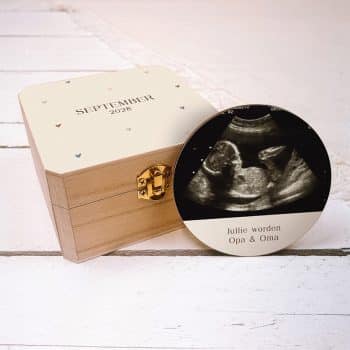 Aankondigingskistje zwangerschap jullie worden Opa&Oma tiny hearts met echo