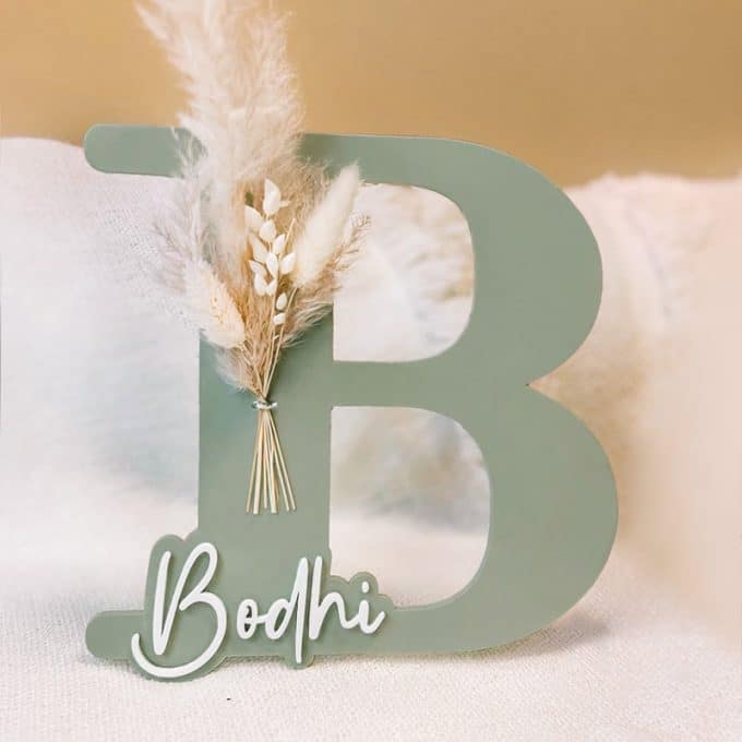 acryl naamletter forest met droogbloem