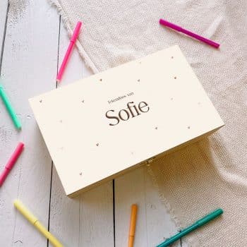 Houten tekendoos met naam Tiny Hearts meisje