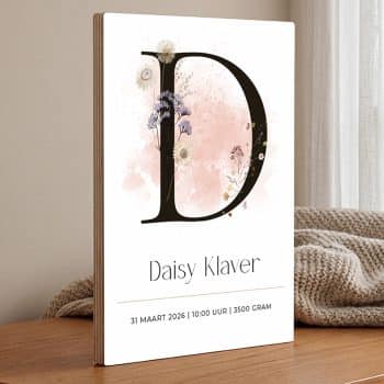 geboorteposter flowers roze