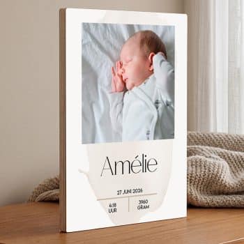 geboorteposter splash zand met foto